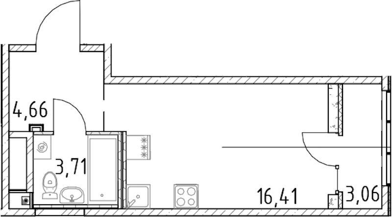 Квартира студия 24.78 м², 6/23 эт., ЖК «Город Первых»